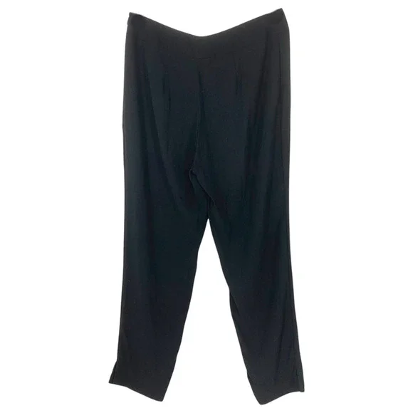 Eileen Fisher 100% Silk Black Pants Side Zip Ankle Minimalist Sz S Quiet Luxury - Picture 7 of 7